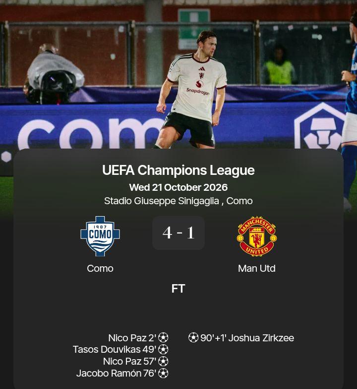 Como Turn Manchester United Into a European Joke After 4-1 Humiliation